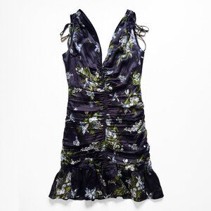 Veronica Beard Silk Jackson Minidress Navy Blue Floral Sz 2